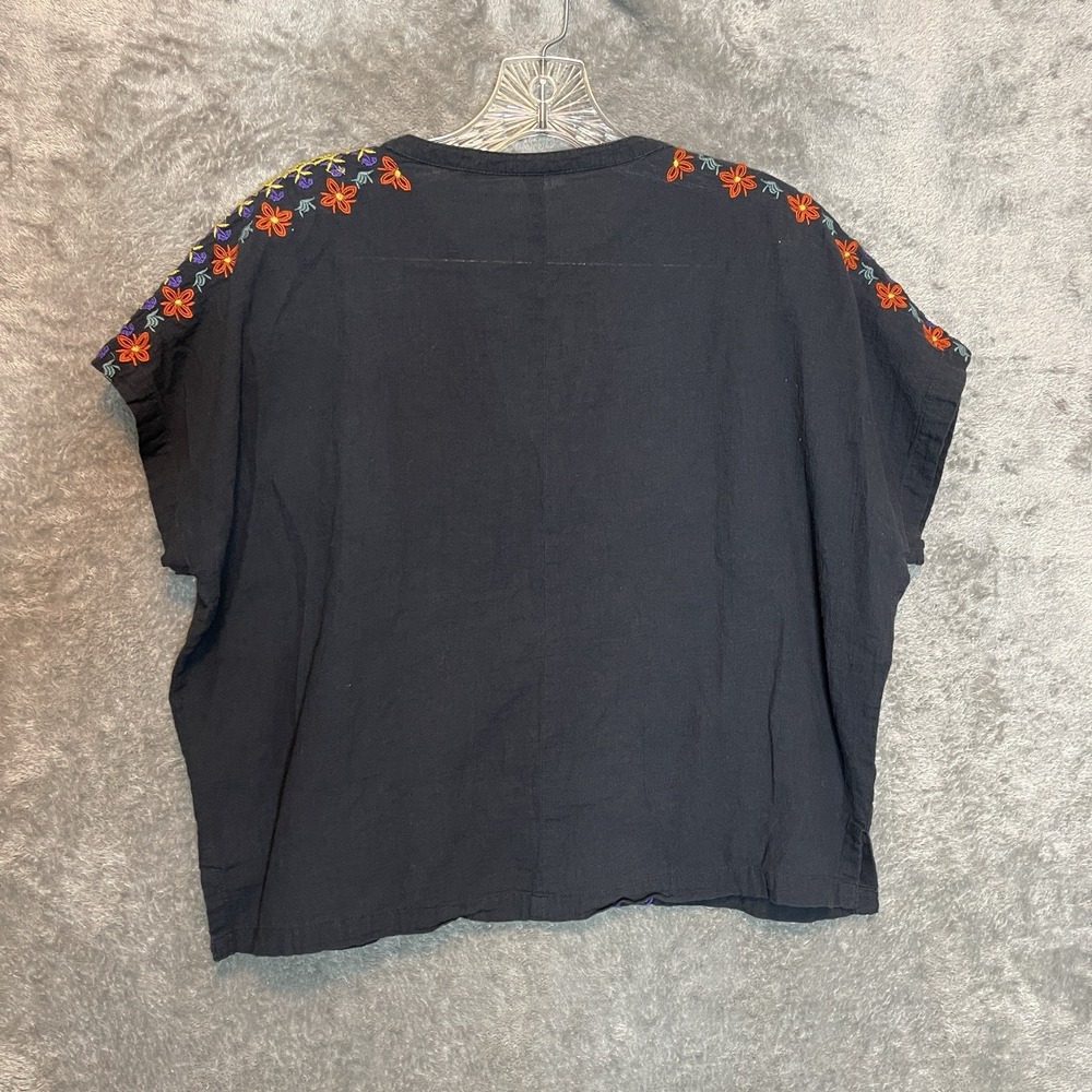 Nautral Life Women Embroidered Boxy Boho Top XL* Oversized Folk Peasant Floral - Picture 4 of 9